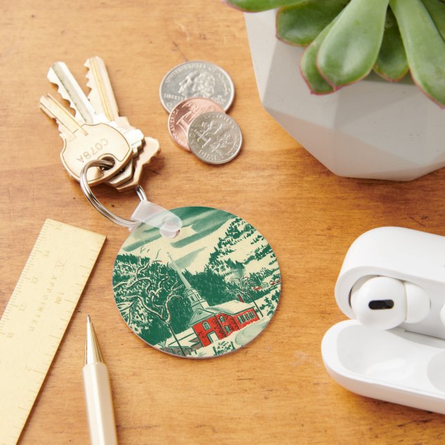 Llavero Vintage Christmas Church, Snowscape in Winter (Escritorio )