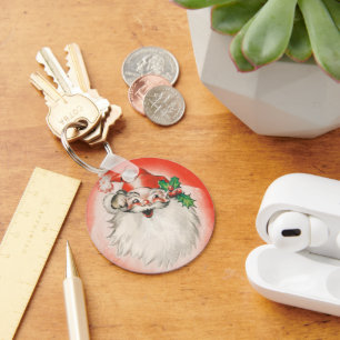 Llavero Vintage Christmas, Jolly Retro Santa Claus de los