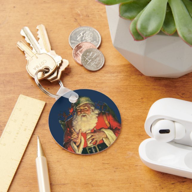 Llavero Vintage Christmas, Jolly Santa Claus con juguetes (Escritorio )