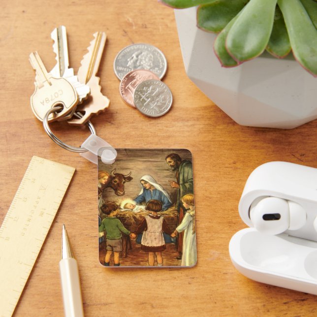 Llavero Vintage Christmas, Religious Nativity w Baby Jesus (Escritorio )