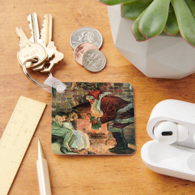 Llavero Vintage Christmas, victoriano Santa Claus Children (Escritorio )