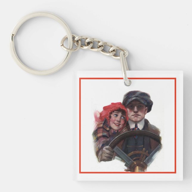Llavero Vintage clásico ilustracion romántico (Frente)