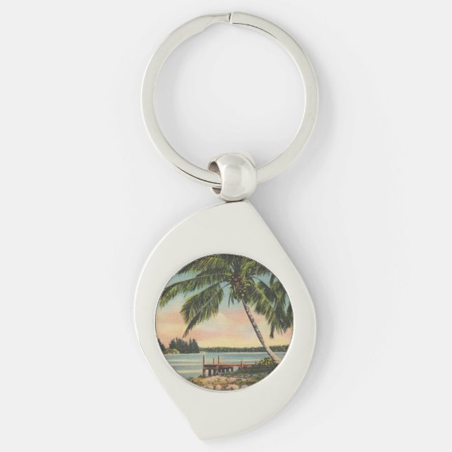 Llavero Vintage Coconut Palmas Breeze Tropical Sunset (Anverso)