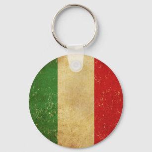Llavero vintage con la bandera italiana de estilo