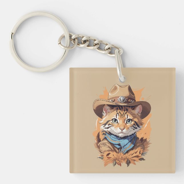 Llavero Vintage Cowboy Kitten Design (Frente)