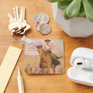 Llavero Vintage Cowboy, mujer a caballo por Dunton