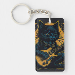 Llavero vintage cute bunny rabbit cat music guitar