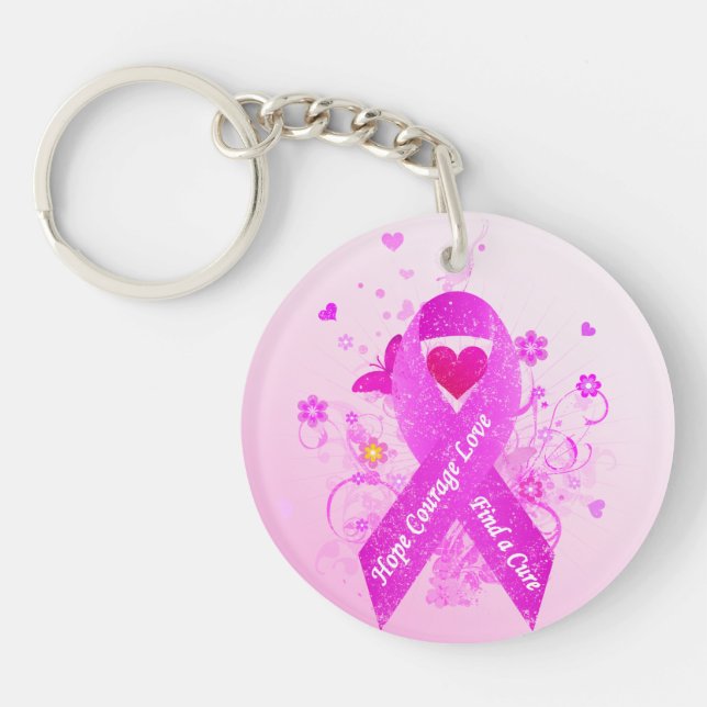 Llavero Vintage de cinta rosa (Frente)