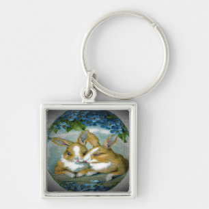 Llavero Vintage Easter Bunnies Textured Image, ZSSG