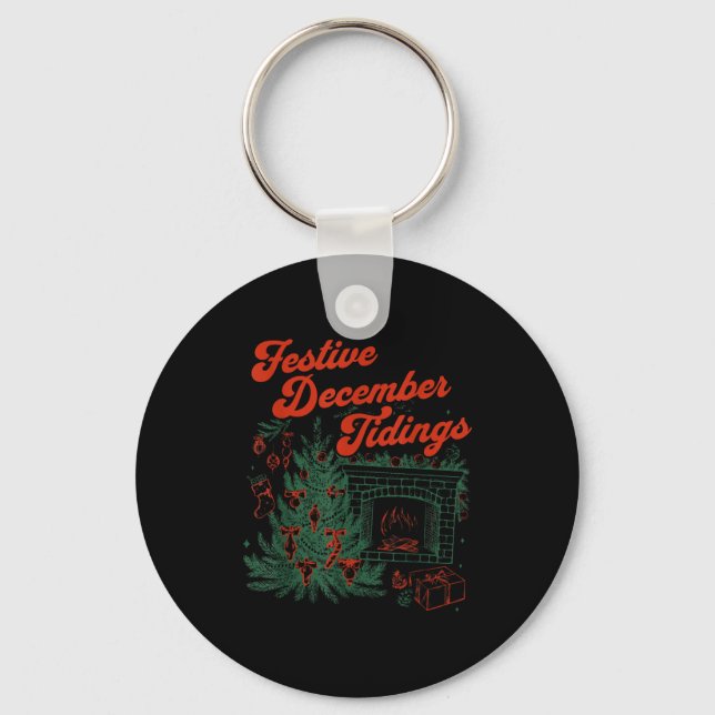 Llavero Vintage Fireplace Subtle Festive December Tidings  (Anverso)
