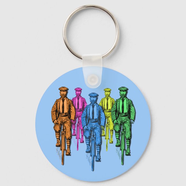 Llavero Vintage Five Fellas on Bikes Ilustracion (Anverso)