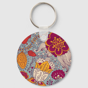 Llavero Vintage Floral Elegante Fondo