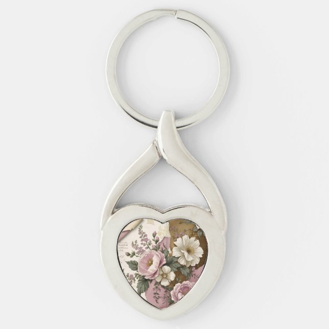 Llavero Vintage Floral - Metal Keychain (Anverso)