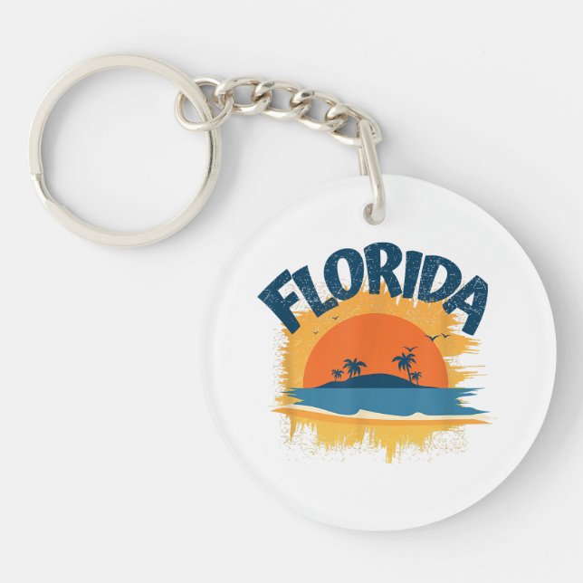 Llavero Vintage Florida Retro Tee Design Sunshine (Frente)
