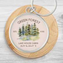 Vintage Foggy Green Forest Watercolor Lodge