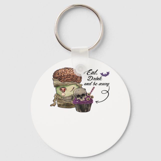 Llavero Vintage Funny Halloween Quote Eat Drink And Be Sca (Anverso)