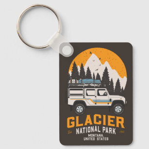 Llavero Vintage Glacier National Park Road Trip Montana 