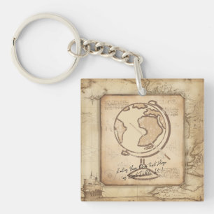 Llavero Vintage Globe. Regalo de profesores de geografía e