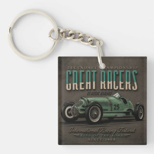 Llavero Vintage Grand Prix Racing Classic Race Car Garage