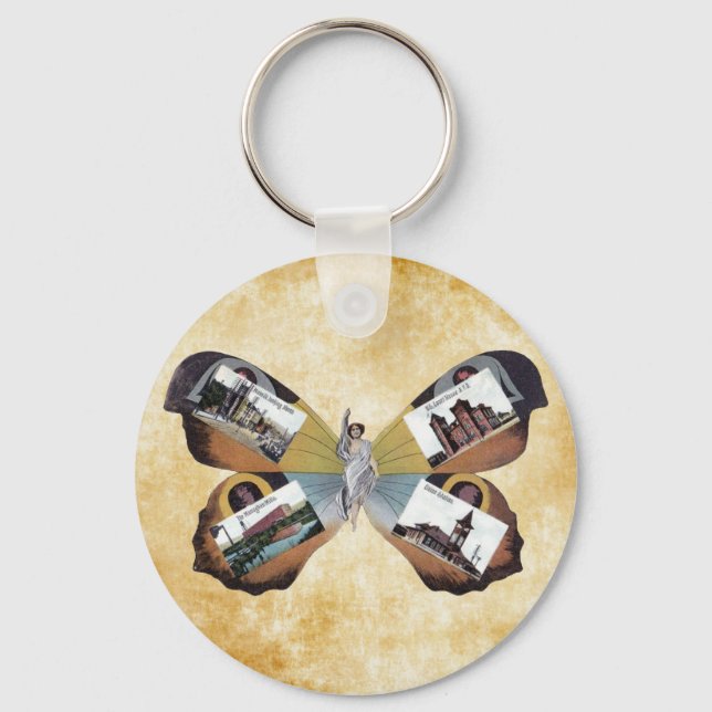 Llavero Vintage Greenville South Carolina Fairy Lady art (Anverso)