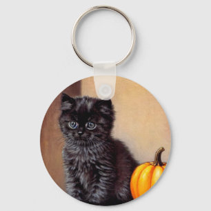 Llavero Vintage Halloween Black Kitten Ilustracion