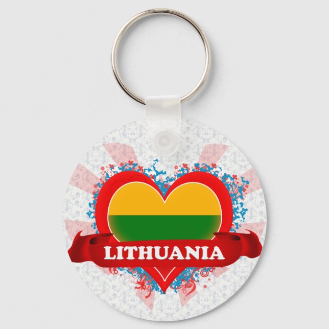 Llavero Vintage I Love Lituania (Anverso)