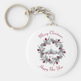 Llavero Vintage Iglesia de Invierno con corona de Navidade