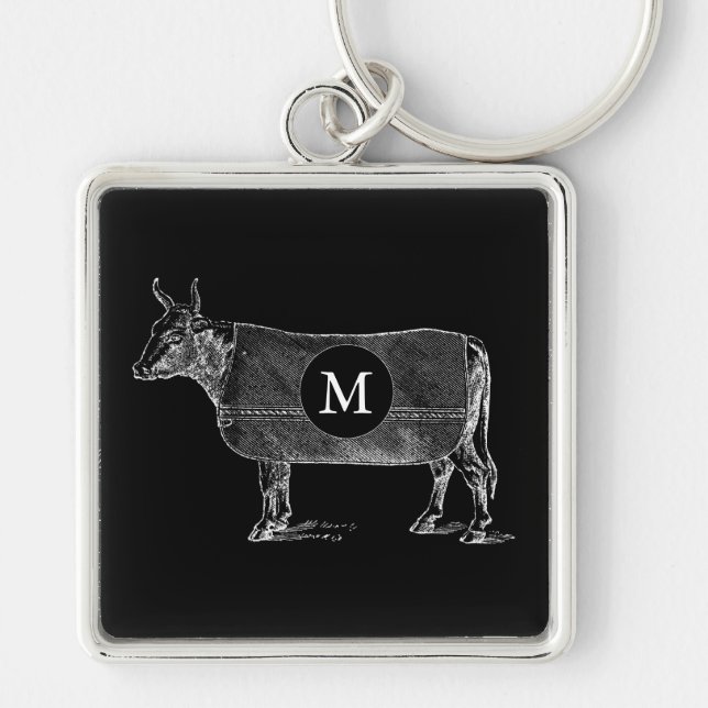 Llavero VINTAGE ILUSTRACION Cow Blanket Monograma Keychain (Frente)
