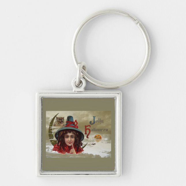 Llavero Vintage Jolly Halloween Witch Square Key Chain (Frente)