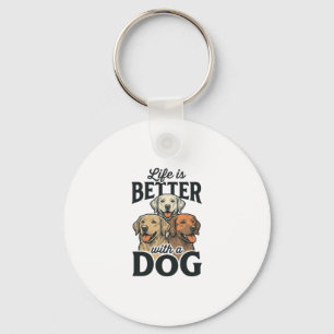Llavero Vintage La Vida Es Mejor Con Un Perro Diseño Vecto