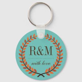 Llavero Vintage Laurel Wreath Monogram Keychain Blue