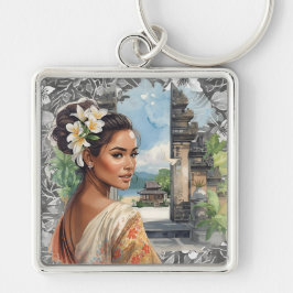 Llavero Vintage, Lovely Bali Women and Tropical Paradise
