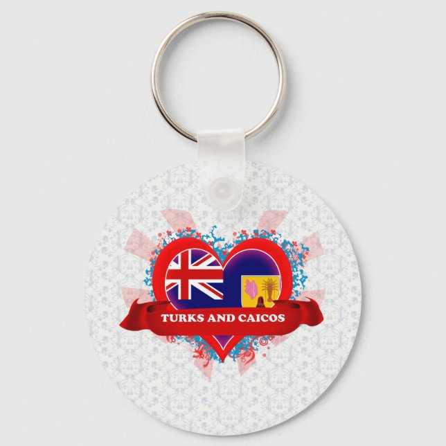 Llavero Vintage Me Encantan Las Turcas Y Caicos (Anverso)