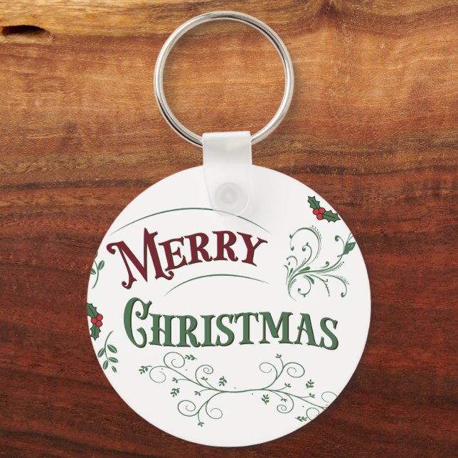 Llavero Vintage Merry Christmas Typography (Anverso)