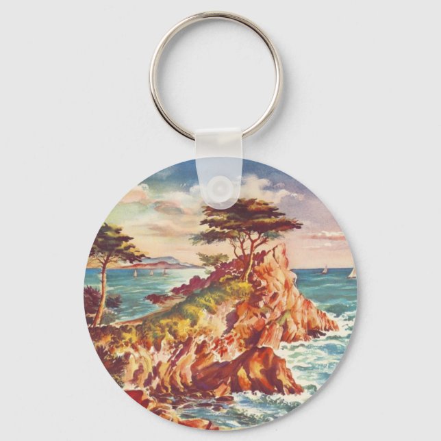 Llavero Vintage Monterey Coastline Turismo californiano Es (Anverso)