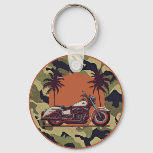 Llavero Vintage Motorcycle Classic Sunset Beach Biker Camo