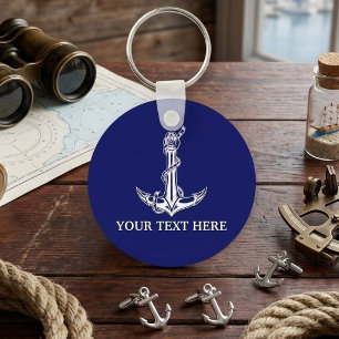 Llavero Vintage Nautical Anchor Rope Tu Texto Aquí