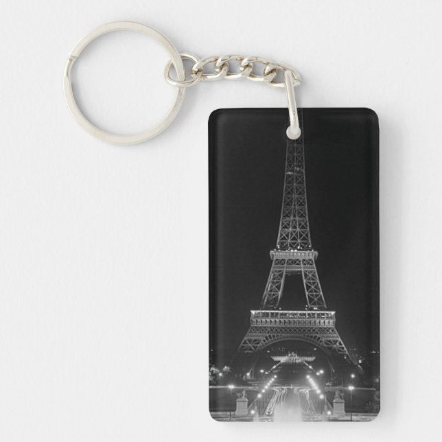 Llavero Vintage Paris Fontains Torre Eiffel noche (Frente)