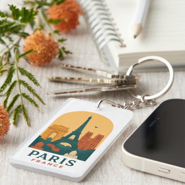 Llavero Vintage Paris Keychain – French Cathedral Retro (Frente Derecha)