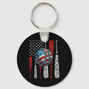 Llavero Vintage Patriótico Baseball 4 De Julio Estados Uni