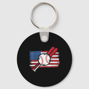 Llavero Vintage Patriótico Baseball 4 De Julio Estados Uni