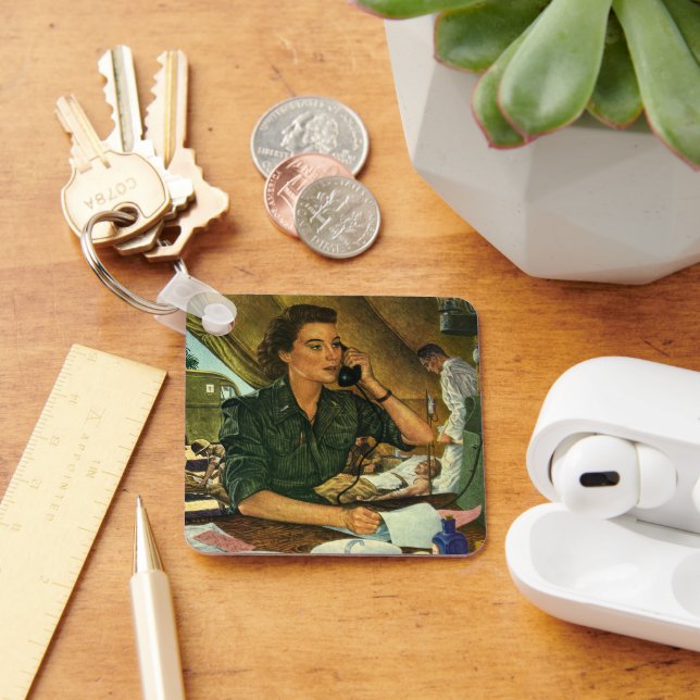 Llavero Vintage patriótico, enfermera médica en el (Escritorio )