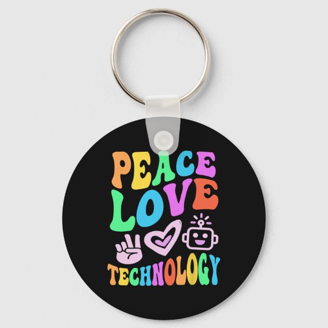 Llavero Vintage Peace Love Technology Retro Teach (Anverso)