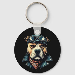 Llavero Vintage Pitbull Biker