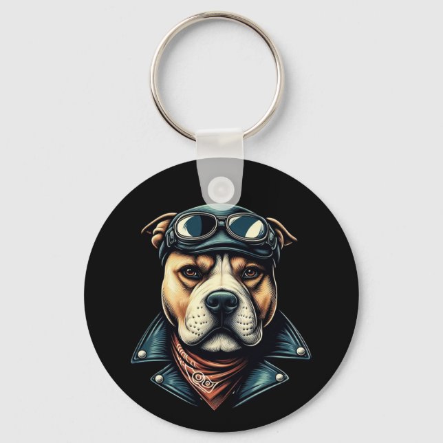 Llavero Vintage Pitbull Biker (Anverso)