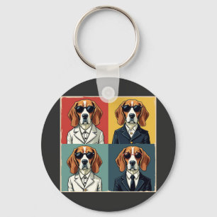 Llavero Vintage Rerto Beagle Dog Gafas de sol estilo 70