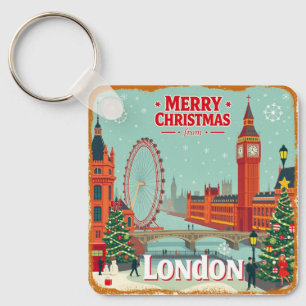 Llavero Vintage Retro Feliz Navidad desde Londres