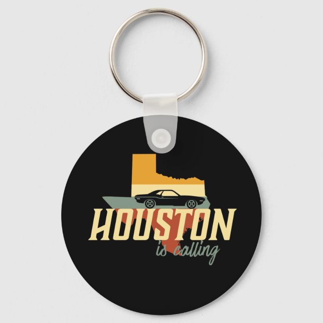 Llavero Vintage Retro Houston Texas USA City Map (Anverso)