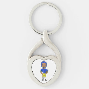 Llavero vintage retro jugador de fútbol azul amarillo simp