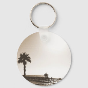 Llavero vintage retro san clemente pier california sepia